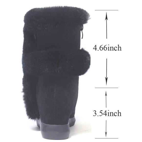 Womens Snow Wedge Winter Warm Faux Ankle Boots - Picture 4 of 7